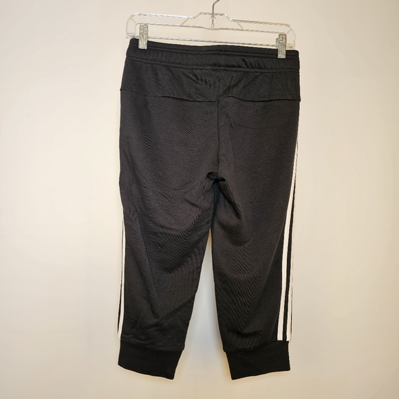 Adidas black with white stripes cotton knit capri sweatpants size S US - Picture 2 of 6